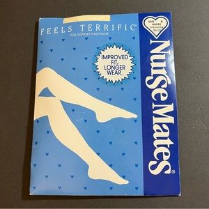 Vtg Nurse Mates #81500 Feels Terrific White Pantyhose (Size C) Full Support